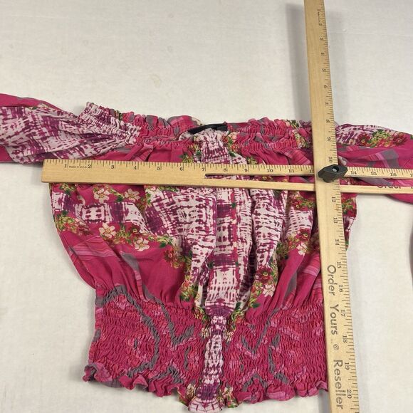 Moda Baronessa Top XS Silk Lightweight Abstract Crop Blouse Romantic Luxe Boho - Picture 6 of 10